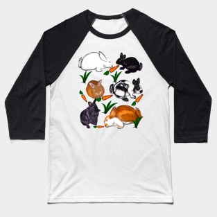 Rabbits bunny rabbits and carrots cute  ginger black and white bunny rabbit pattern Baseball T-Shirt